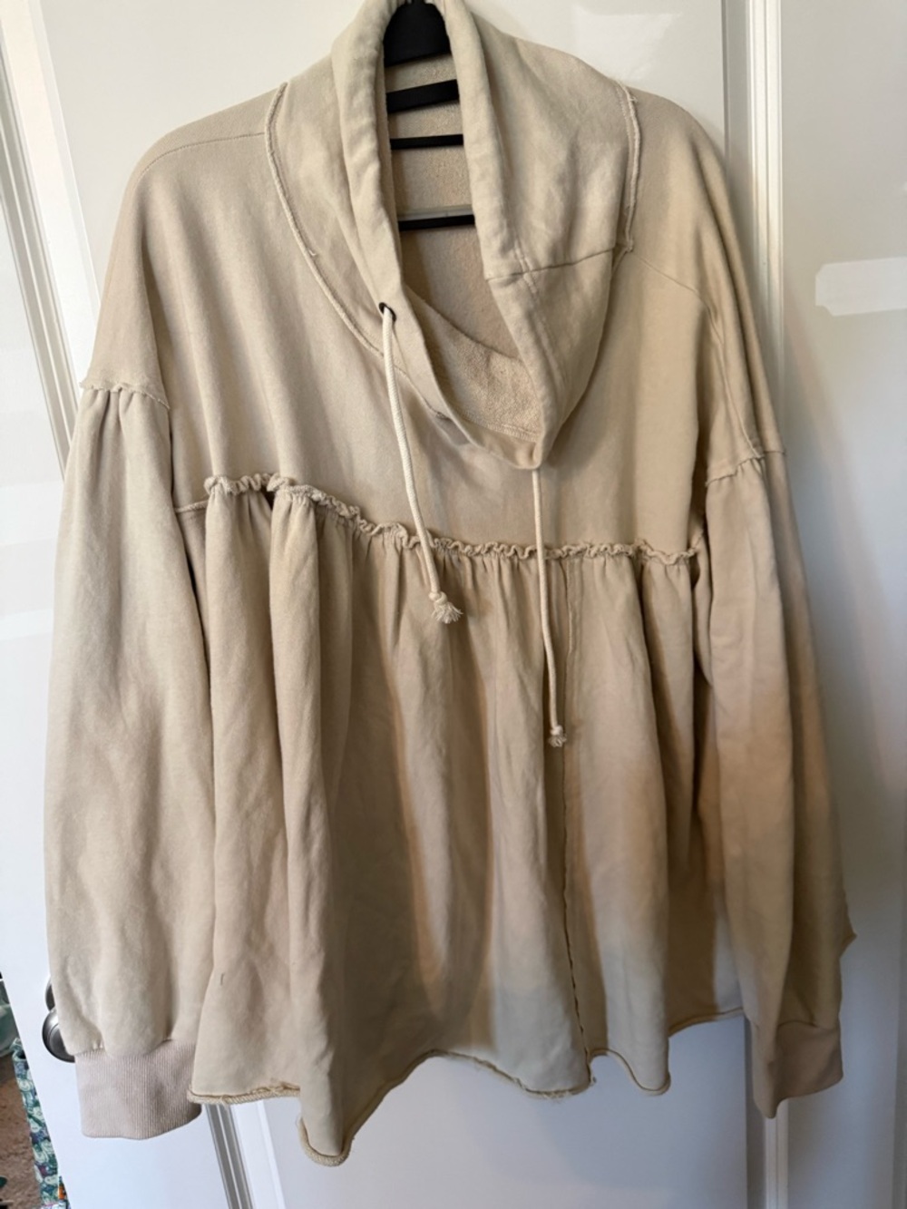 easel Cream Drawstring Funnel-Neck Pullover Hoodie